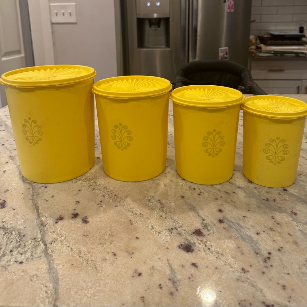 Vintage Tupperware Canister Set - Golden Harvest Yellow Set of 4.